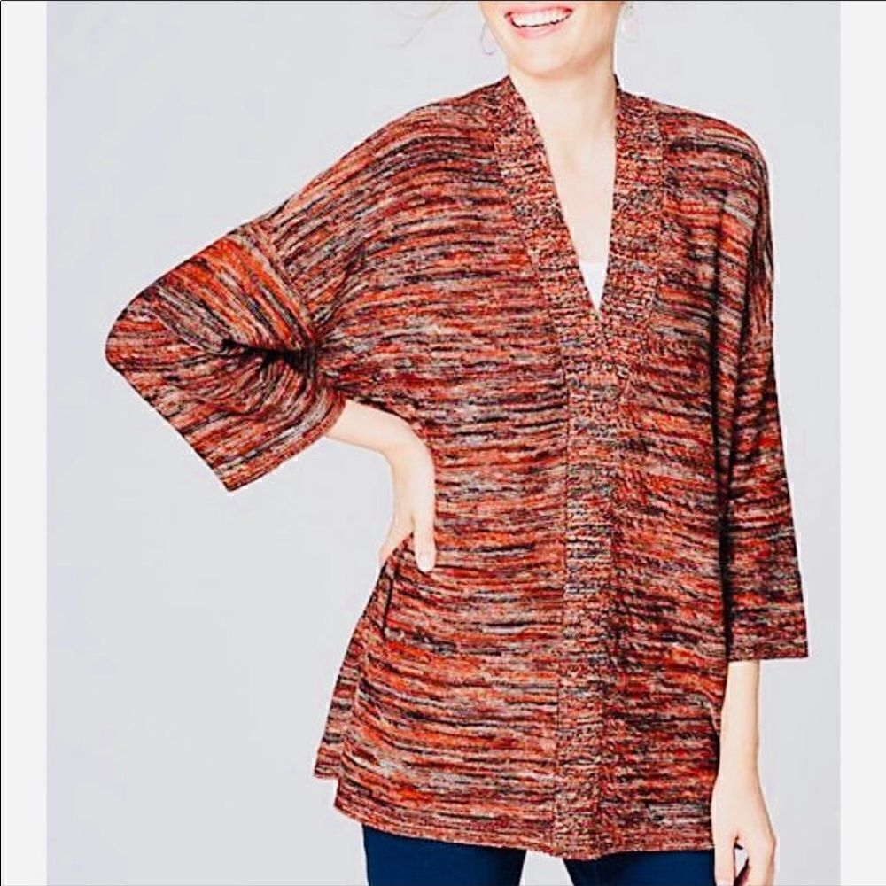 J. Jill Purejill Size Small Orange Marled Spacedye Campari Tunic Sweater Top